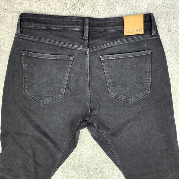 DU/ER Jeans Mens 34x32 Black L2X Relaxed Taper CoolMax Denim Pants Workwear USA - Picture 7 of 10